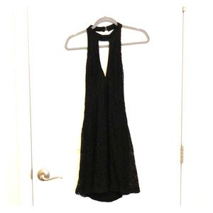 Astr black lace halter dress